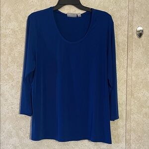 Susan Graver Royal Blue Scoop Neck Long Sleeve Top